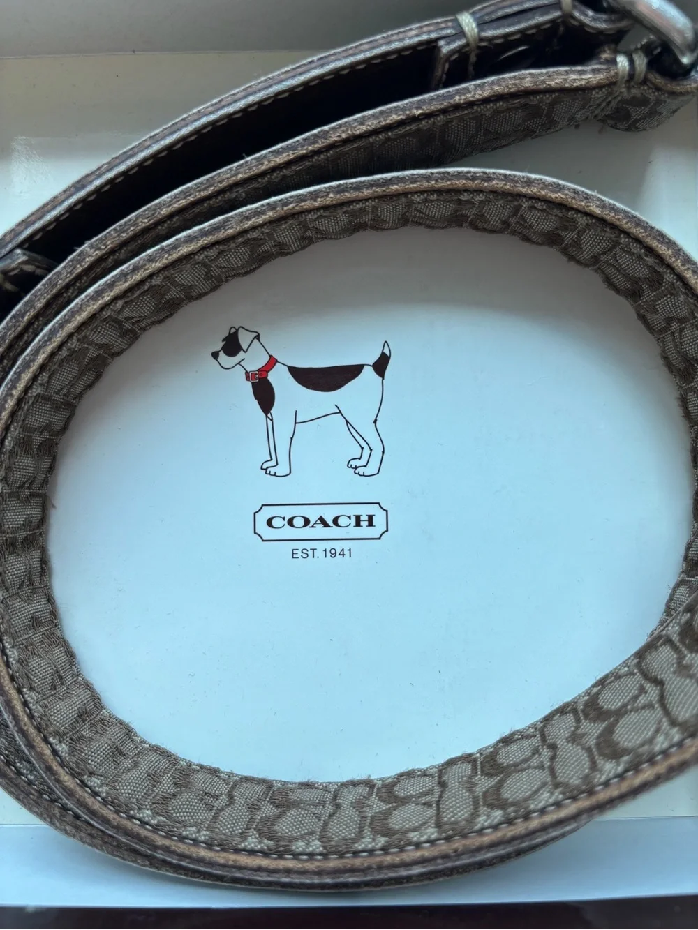 Coach Brown Signature Canvas & Leather Dog Leash
